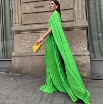 Класически дълги зелени рокли за майката на булката с V-образно деколте и шифоновым шифоновым рокля трапецовидна форма с дължина до пода, за майката на младоженеца