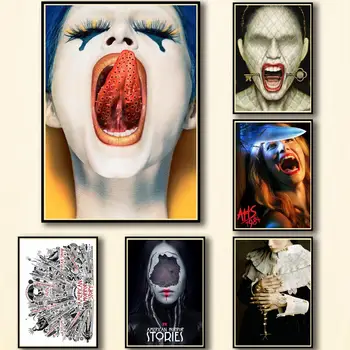 42 Дизайн ТВ шоу Американска История на Ужасите Бяла Хартия Постер Произведение на Изкуството Живопис Необичайна Стикер на Стената за Кафе Бар