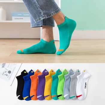 10 двойки/лот, мъжки Летни Модни Обикновена Чорапи до глезена с надпис, Висококачествени Еластични мрежести Дишащи Дезодоранти, мъжки Къси чорапи