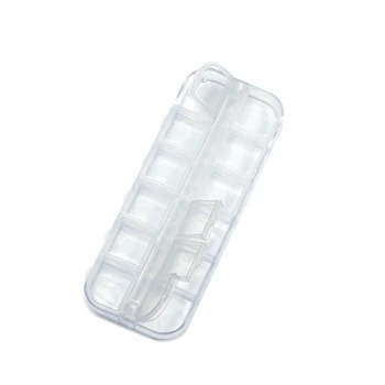 Преносим Празен Правоъгълен Дизайн Нокти Пластмасови Бижута Прозрачни Обеци 12 Отделения Многофункционална Кутия За Съхранение