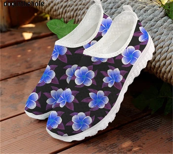 Дамски Обувки на плоска подметка с дупки, традиционна Полинезийская Разплод Обувки с Флорални Принтом, Пролетно-Есенна Дамски Вулканизированная Обувки от въздушна Мрежа