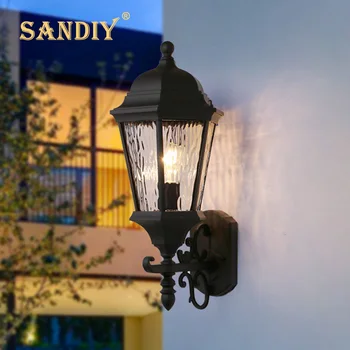 SANDIY Открит Стенен монтаж Лампа Европа Вила Ретро Стенни E27 AC110V 220 Водоустойчив Външен Градина Врата Светлина Реколта на Висящата Лампа